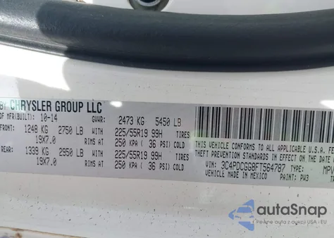 2015 Dodge Journey Crossroad z USA, uszkodzony, nr VIN 3C4PDCGG8FT564787